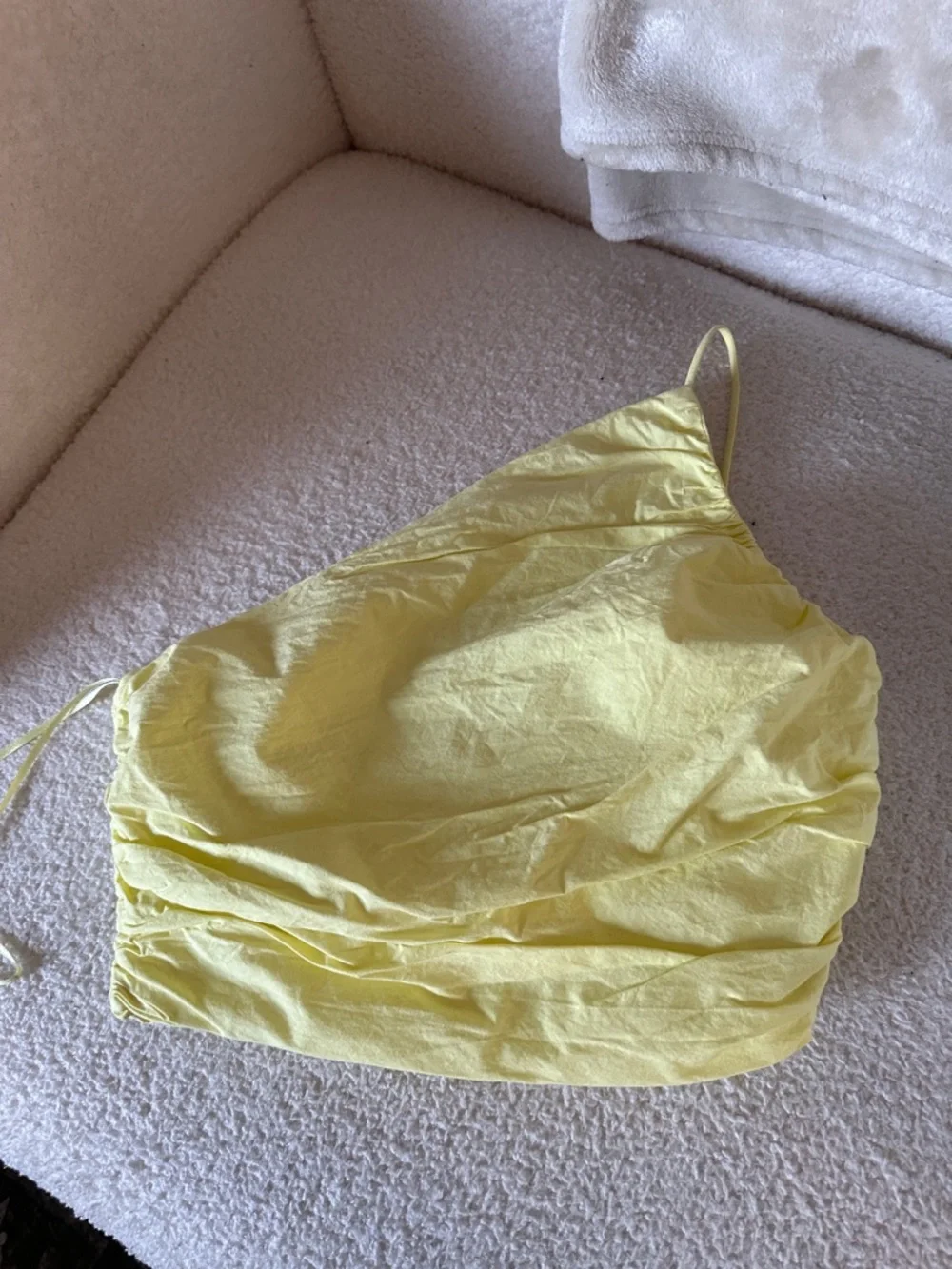 Zara Yellow One-Shoulder Ruched Top - Picture 3 of 3